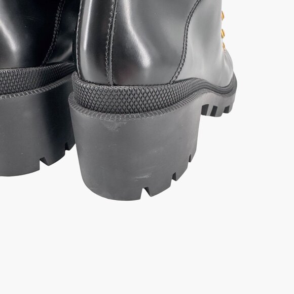Gucci Sylvie Trip Black Leather Lace Up Combat Boots Size 36.5 US 6.5 Women's - Picture 7 of 15